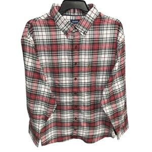 IZOD Stratton Flannel 2XL Shirt Men Bordeaux Wine Red Plaid Wicking Quick Dry